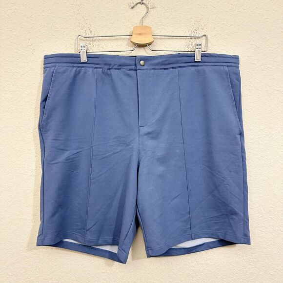 STONE ROSE Fleece Knit Shorts Blue Drawstring Waist Performance NWT - Picture 1 of 10